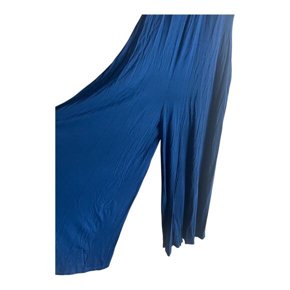 Zenana Blue Rayon Spandex Wide Leg Jumpsuit Size M - Picture 3 of 5